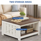 Table basse de ferme avec rangement pour salon, table basse carrée