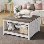 Table basse de ferme avec rangement pour salon, table basse carrée
