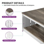 Table basse de ferme avec rangement pour salon, table basse carrée