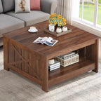 Table basse de ferme avec rangement pour salon, table basse carrée