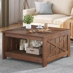 Table basse de ferme avec rangement pour salon, table basse carrée