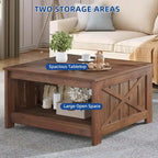 Table basse de ferme avec rangement pour salon, table basse carrée