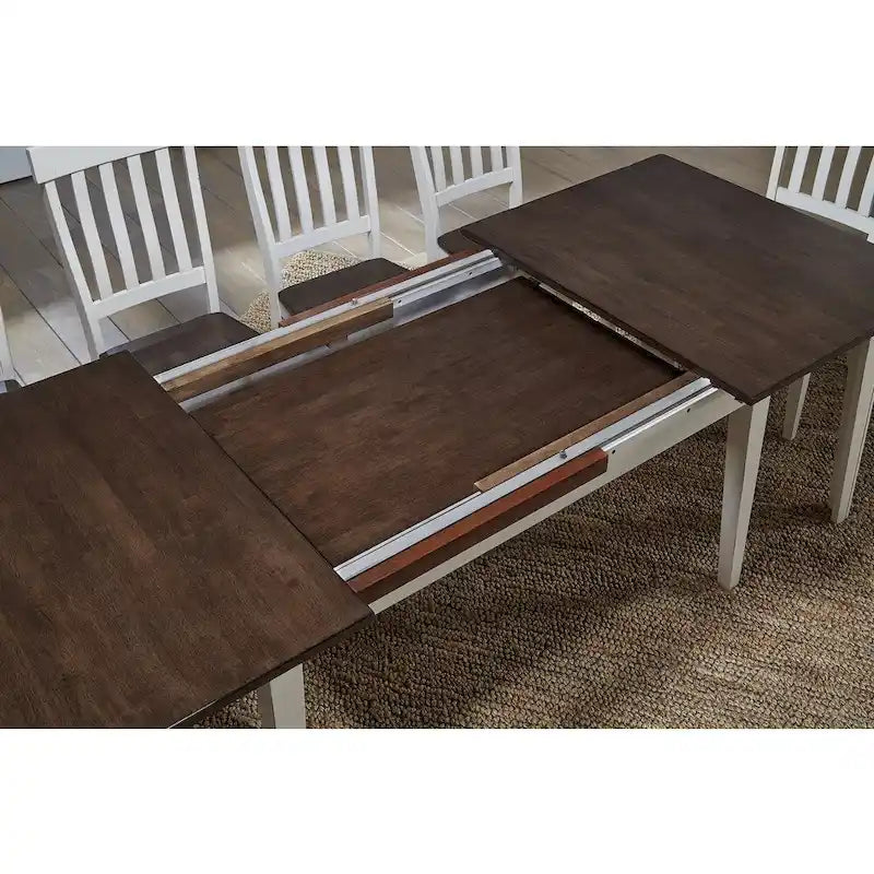 Table de salle à manger en bois massif avec chaises et bahut