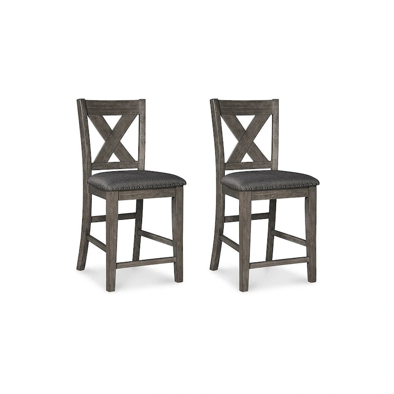 Table de salle à manger hauteur comptoir grise avec 4 tabourets de bar