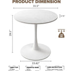 Table de cuisine ou de salle à manger ronde de style Mid-Century Modern avec plateau en MDF de qualité supérieure et pied central en acier pour salle à manger