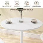 Table de cuisine ou de salle à manger ronde de style Mid-Century Modern avec plateau en MDF de qualité supérieure et pied central en acier pour salle à manger