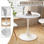 Table de cuisine ou de salle à manger ronde de style Mid-Century Modern avec plateau en MDF de qualité supérieure et pied central en acier pour salle à manger