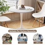 Table de cuisine ou de salle à manger ronde de style Mid-Century Modern avec plateau en MDF de qualité supérieure et pied central en acier pour salle à manger