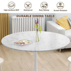 Table de cuisine ou de salle à manger ronde de style Mid-Century Modern avec plateau en MDF de qualité supérieure et pied central en acier pour salle à manger