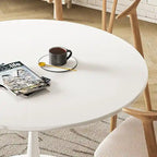 Table de cuisine ou de salle à manger ronde de style Mid-Century Modern avec plateau en MDF de qualité supérieure et pied central en acier pour salle à manger