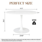 Table de cuisine ou de salle à manger ronde de style Mid-Century Modern avec plateau en MDF de qualité supérieure et pied central en acier pour salle à manger