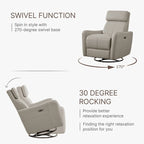 Fauteuil d'allaitement inclinable, pivotant et berçant à commande électrique