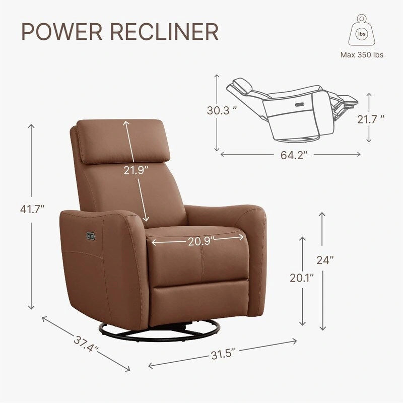 Fauteuil d'allaitement inclinable, pivotant et berçant à commande électrique