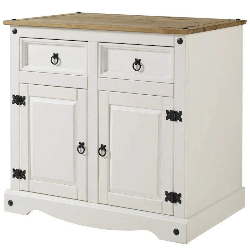 Buffet de salle à manger en bois de la série Cottage, blanc vieilli