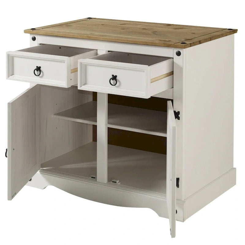 Buffet de salle à manger en bois de la série Cottage, blanc vieilli