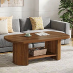 Table basse rustique en bois avec étagères de rangement