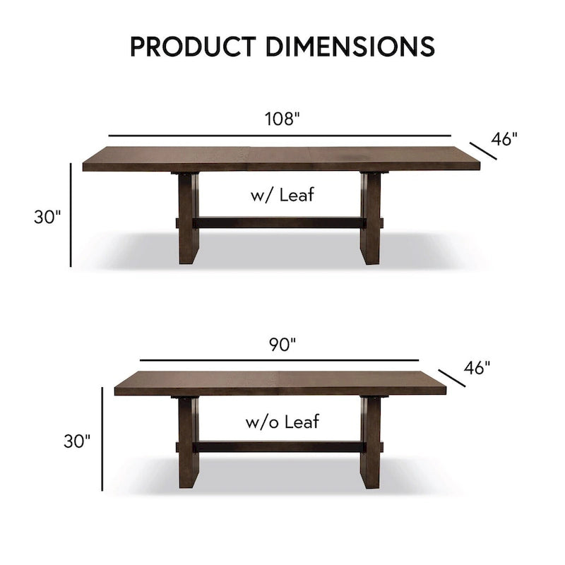 Table à manger extensible en bois massif moderne avec 6 chaises