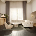 Fauteuil lounge moderne français entièrement tapissé avec forme de nuage flottant de faible hauteur pour salon