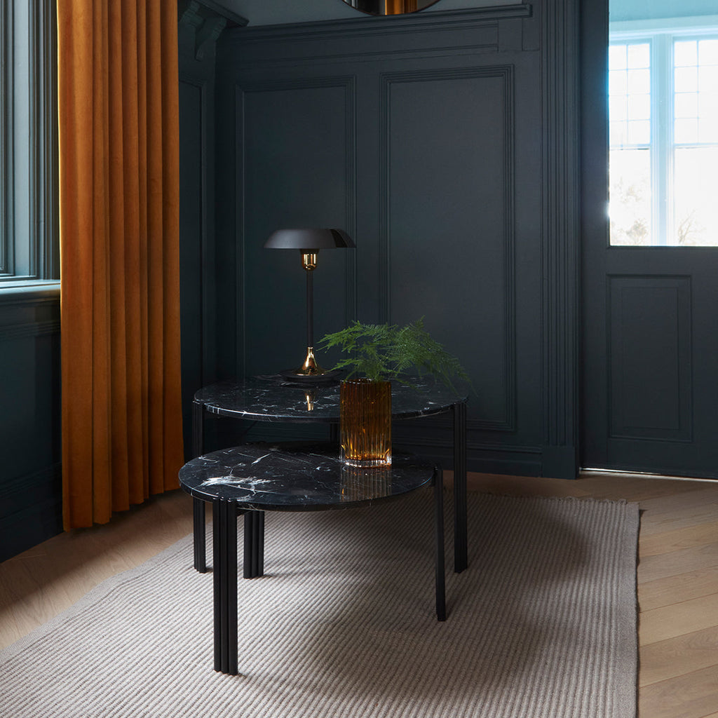 Table basse en marbre et travertin naturel avec ensemble empilable multi-pièces pour salon
