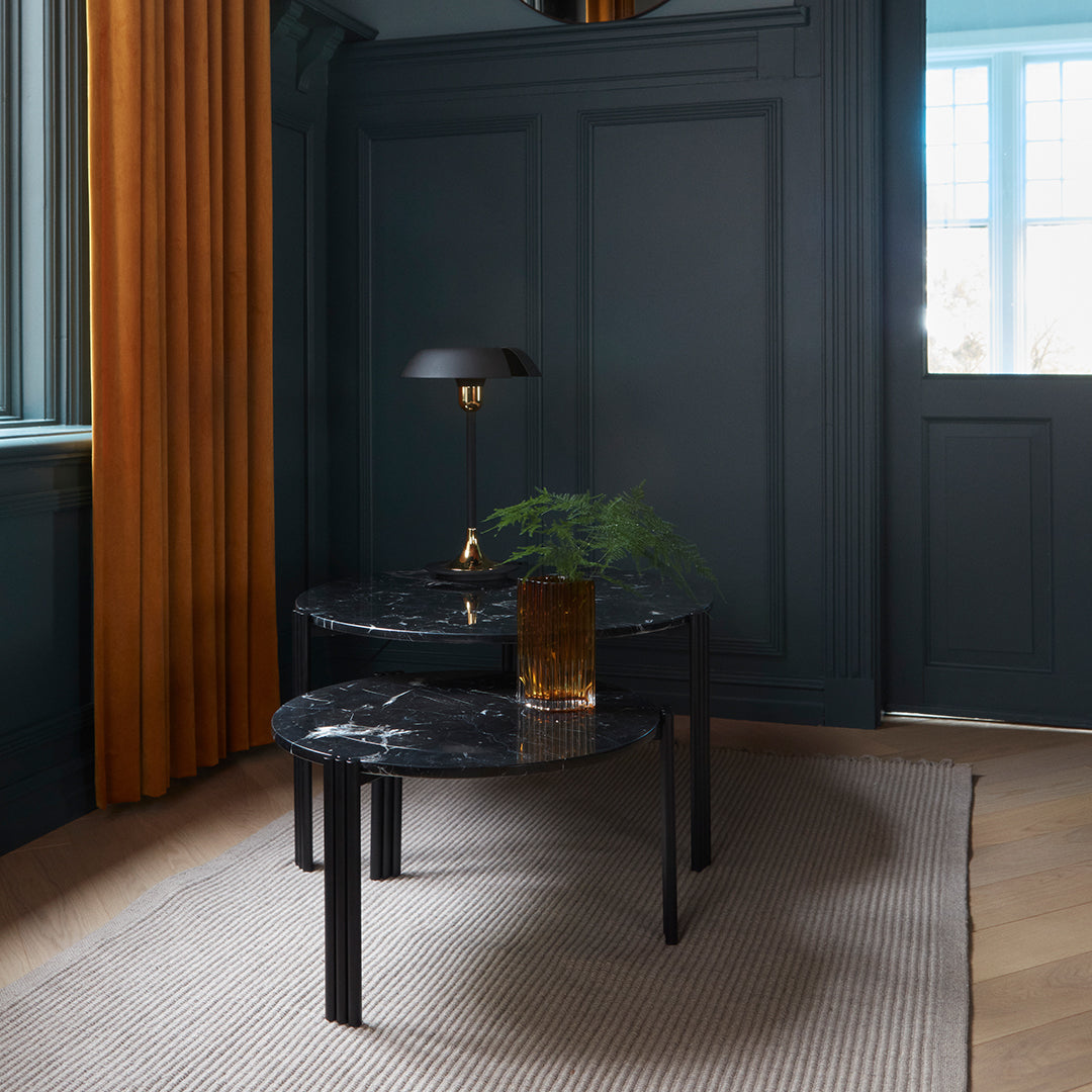 Table basse en marbre et travertin naturel avec ensemble empilable multi-pièces pour salon