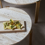 Table basse en marbre et travertin naturel avec ensemble empilable multi-pièces pour salon
