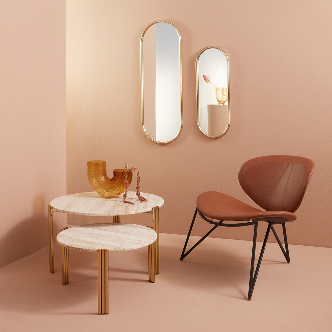 Table basse en marbre et travertin naturel avec ensemble empilable multi-pièces pour salon