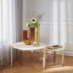 Table basse en marbre et travertin naturel avec ensemble empilable multi-pièces pour salon