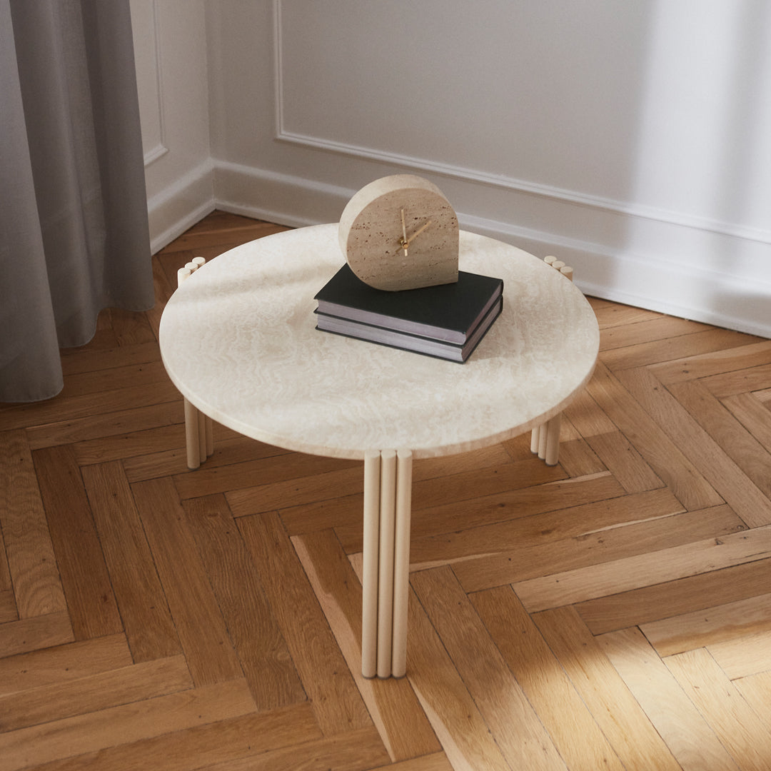 Table basse en marbre et travertin naturel avec ensemble empilable multi-pièces pour salon