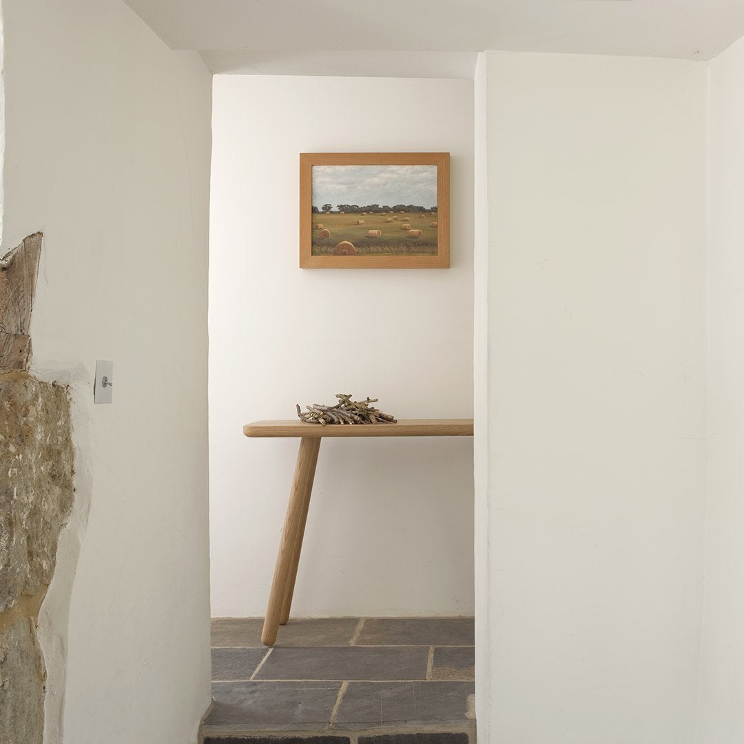 Console classique en frêne massif avec pieds tournés vissés pour couloir ou salon