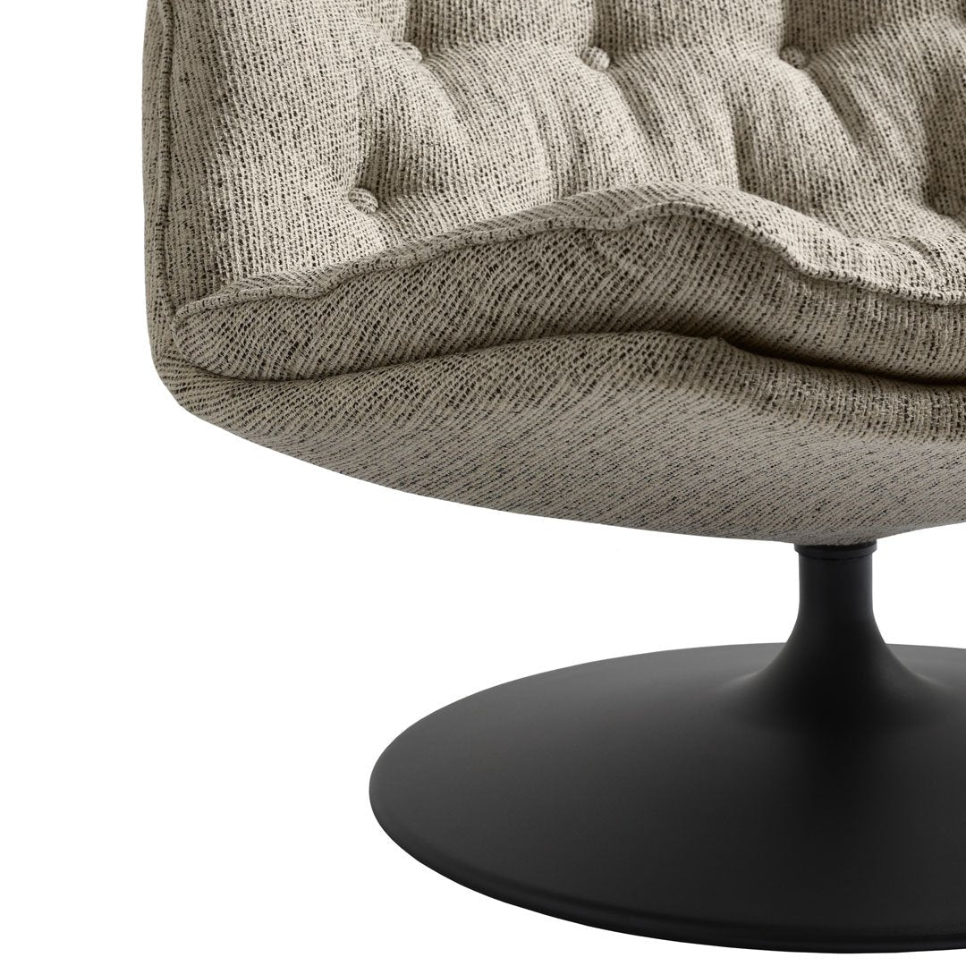 Fauteuil lounge pivotant à dossier haut rembourré de style Mid-Century avec piétement disque pour salon