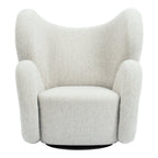 Fauteuil de salon pivotant entièrement rembourré Art Déco avec structure bloc volumineuse pour salon