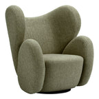 Fauteuil de salon pivotant entièrement rembourré Art Déco avec structure bloc volumineuse pour salon