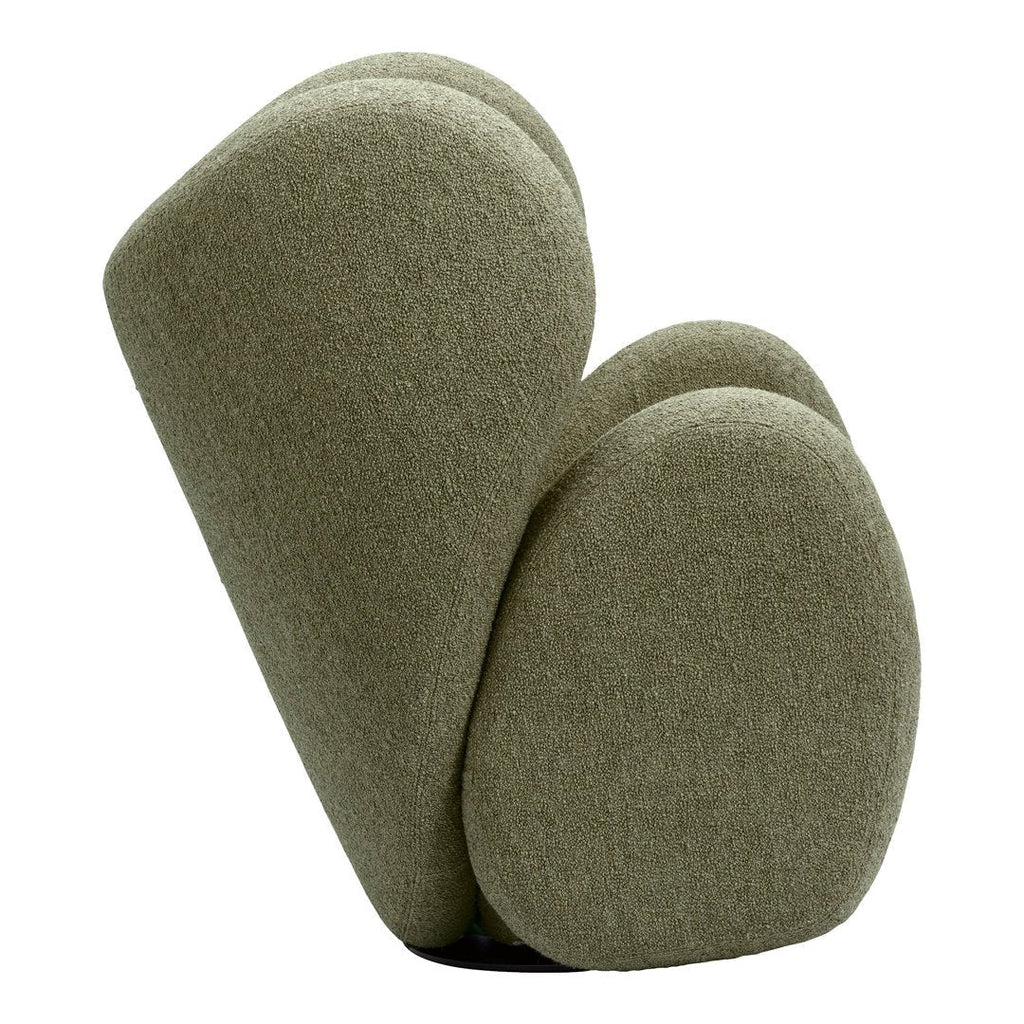 Fauteuil de salon pivotant entièrement rembourré Art Déco avec structure bloc volumineuse pour salon