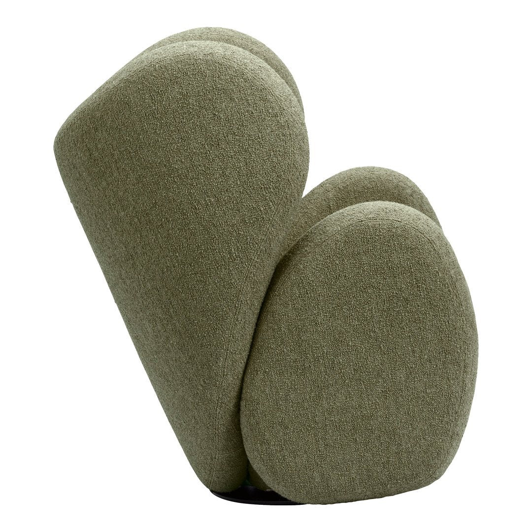 Fauteuil de salon pivotant entièrement rembourré Art Déco avec structure bloc volumineuse pour salon