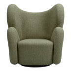 Fauteuil de salon pivotant entièrement rembourré Art Déco avec structure bloc volumineuse pour salon