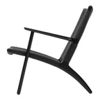 Fauteuil de salon scandinave en chêne massif et corde de papier avec accoudoirs larges et dossier inclinable pour salon