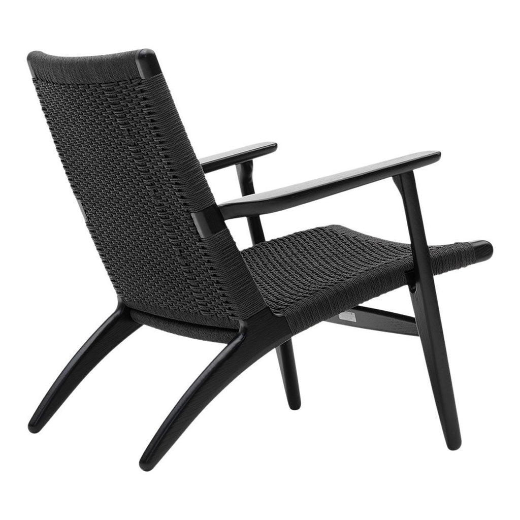 Fauteuil de salon scandinave en chêne massif et corde de papier avec accoudoirs larges et dossier inclinable pour salon