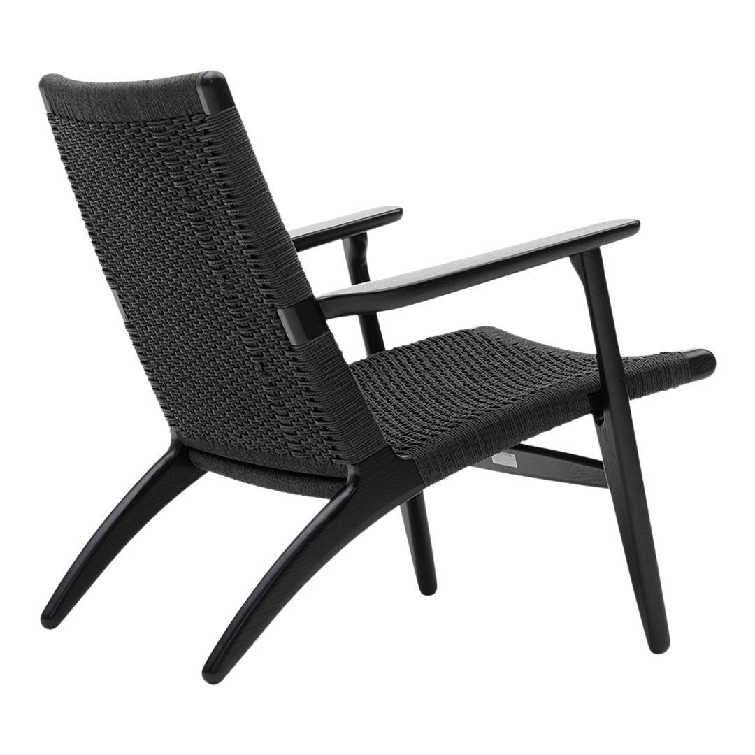 Fauteuil de salon scandinave en chêne massif et corde de papier avec accoudoirs larges et dossier inclinable pour salon