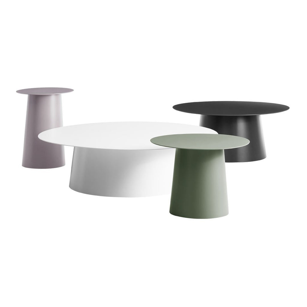 Table basse moderne tout temps avec forme ronde simple pour salon ou patio