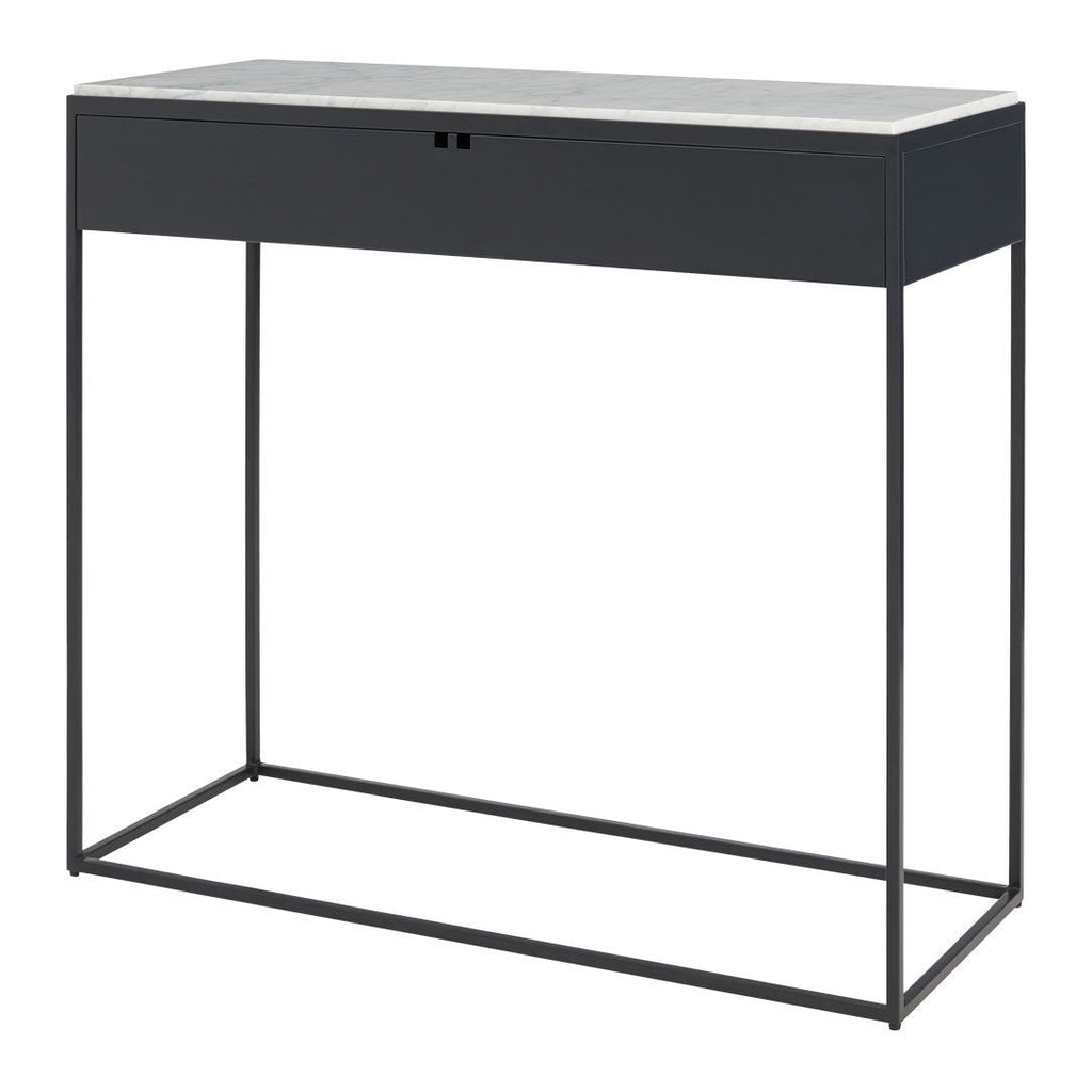 Console moderne en acier et marbre de Carrare avec structure géométrique pour couloir