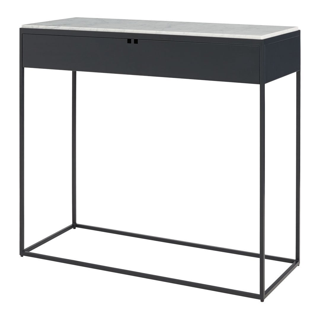 Console moderne en acier et marbre de Carrare avec structure géométrique pour couloir