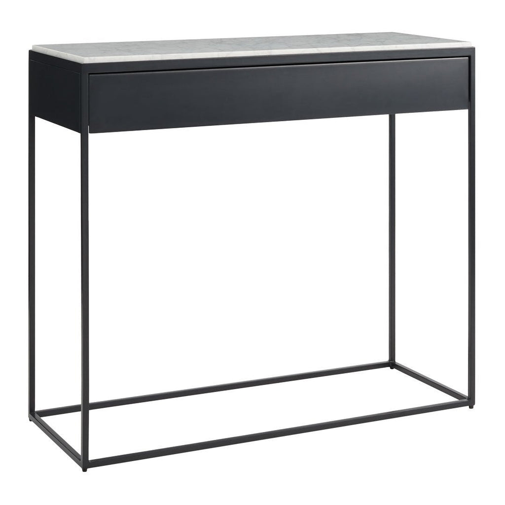 Console moderne en acier et marbre de Carrare avec structure géométrique pour couloir
