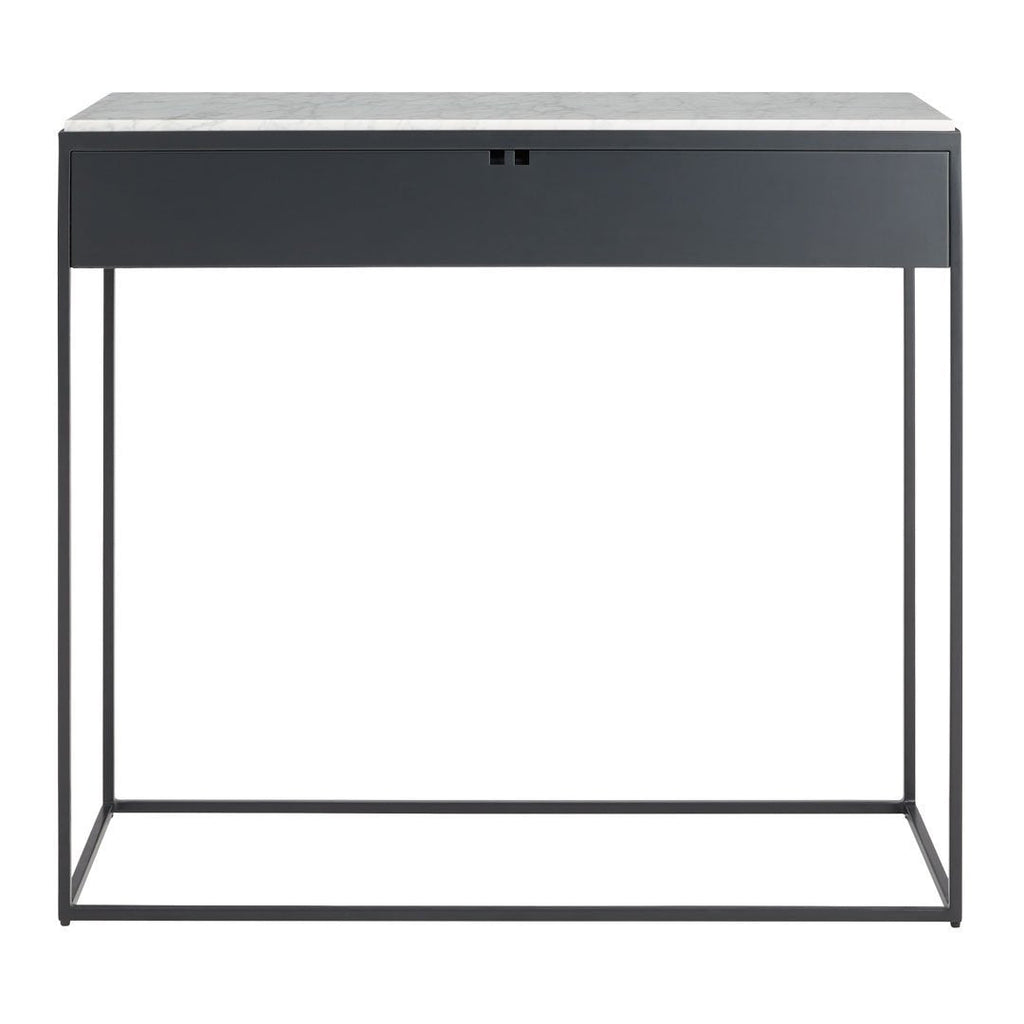 Console moderne en acier et marbre de Carrare avec structure géométrique pour couloir