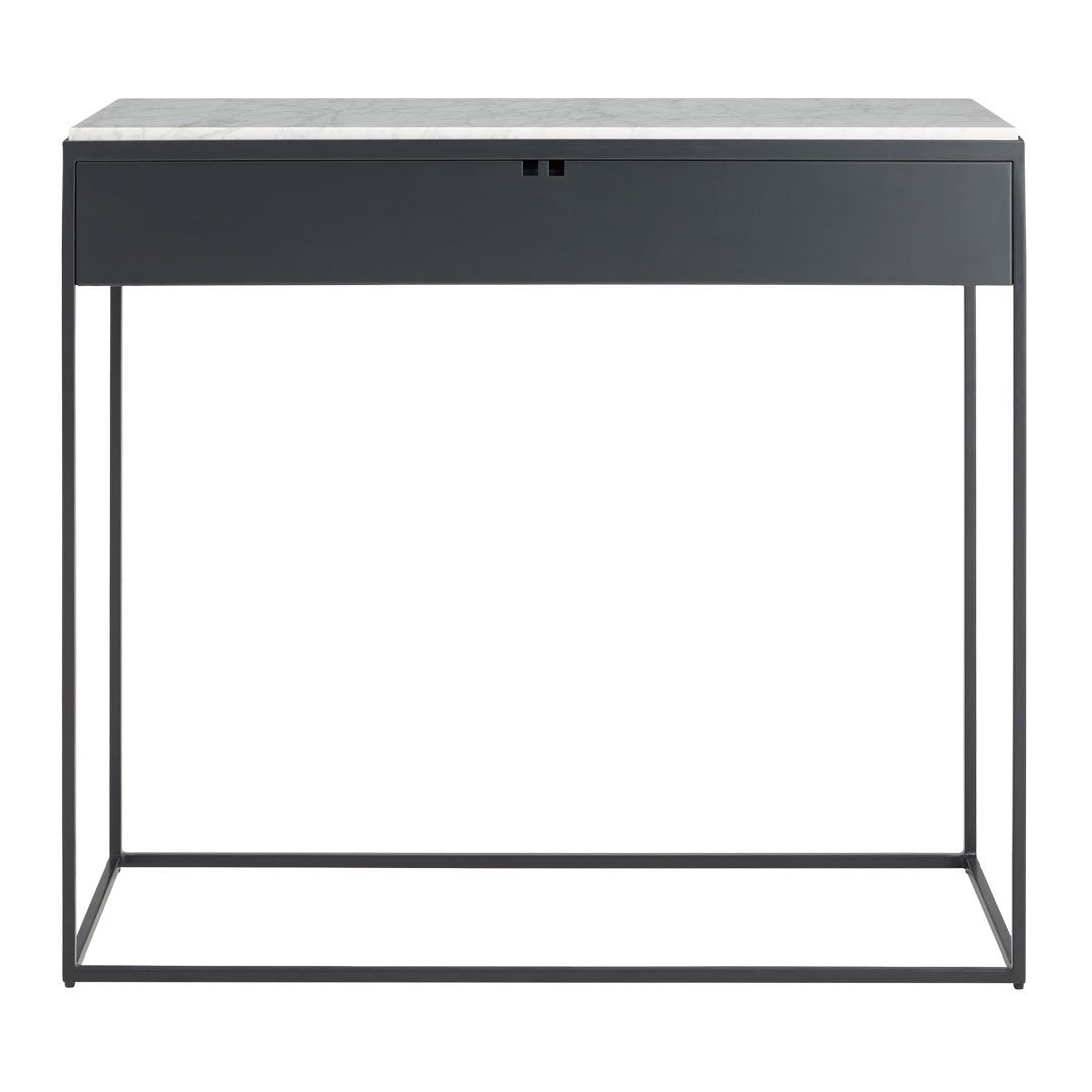 Console moderne en acier et marbre de Carrare avec structure géométrique pour couloir