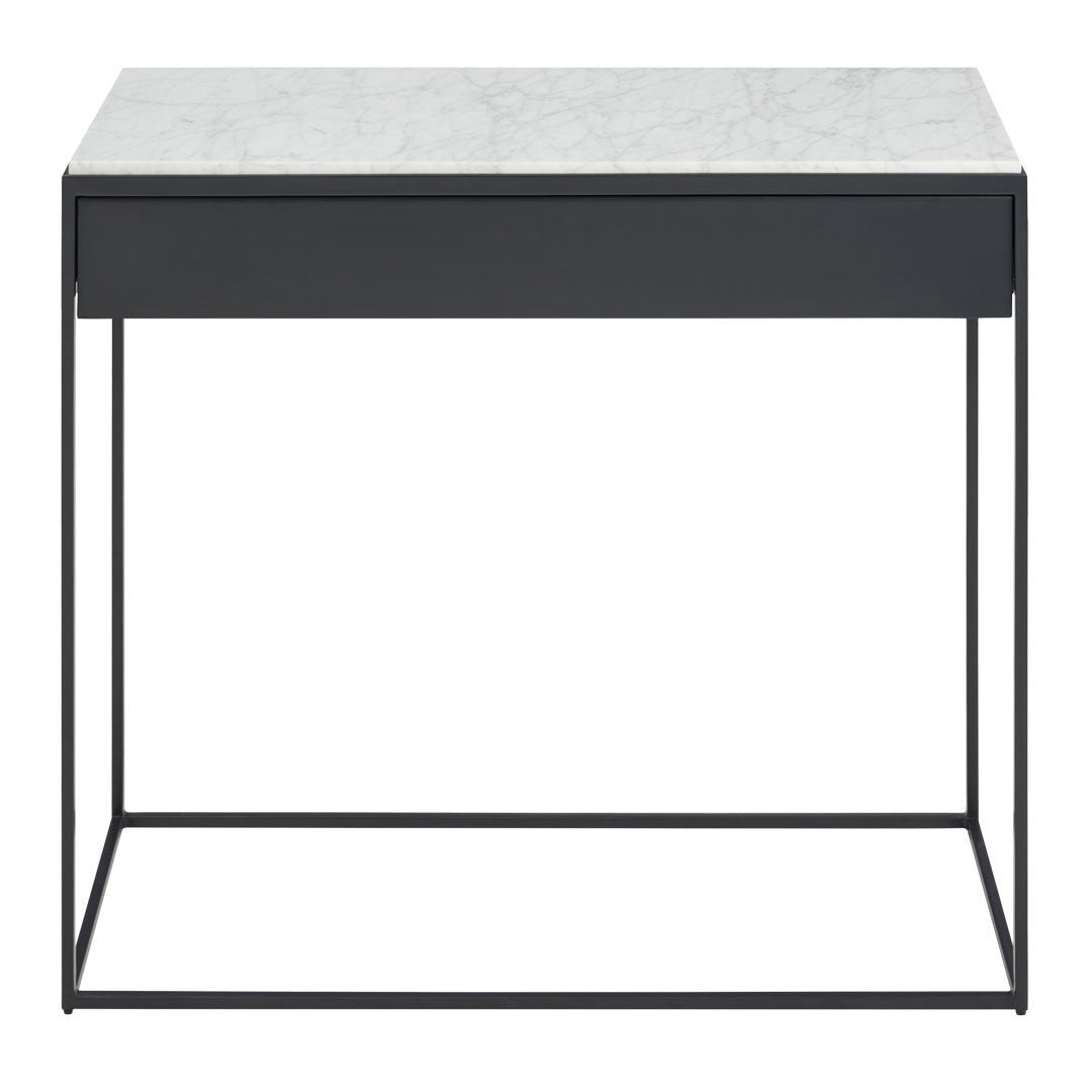 Console moderne en acier et marbre de Carrare avec structure géométrique pour couloir