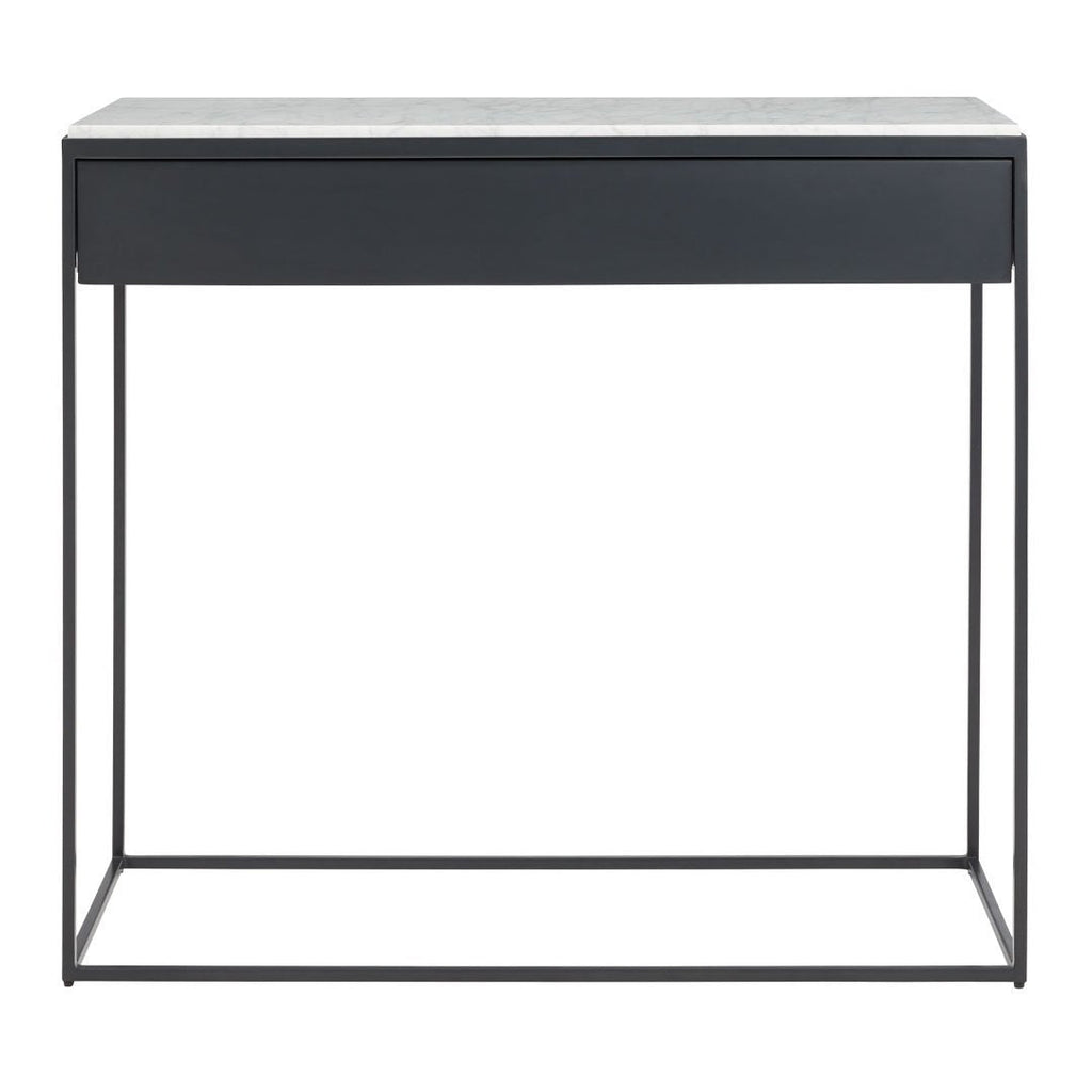 Console moderne en acier et marbre de Carrare avec structure géométrique pour couloir