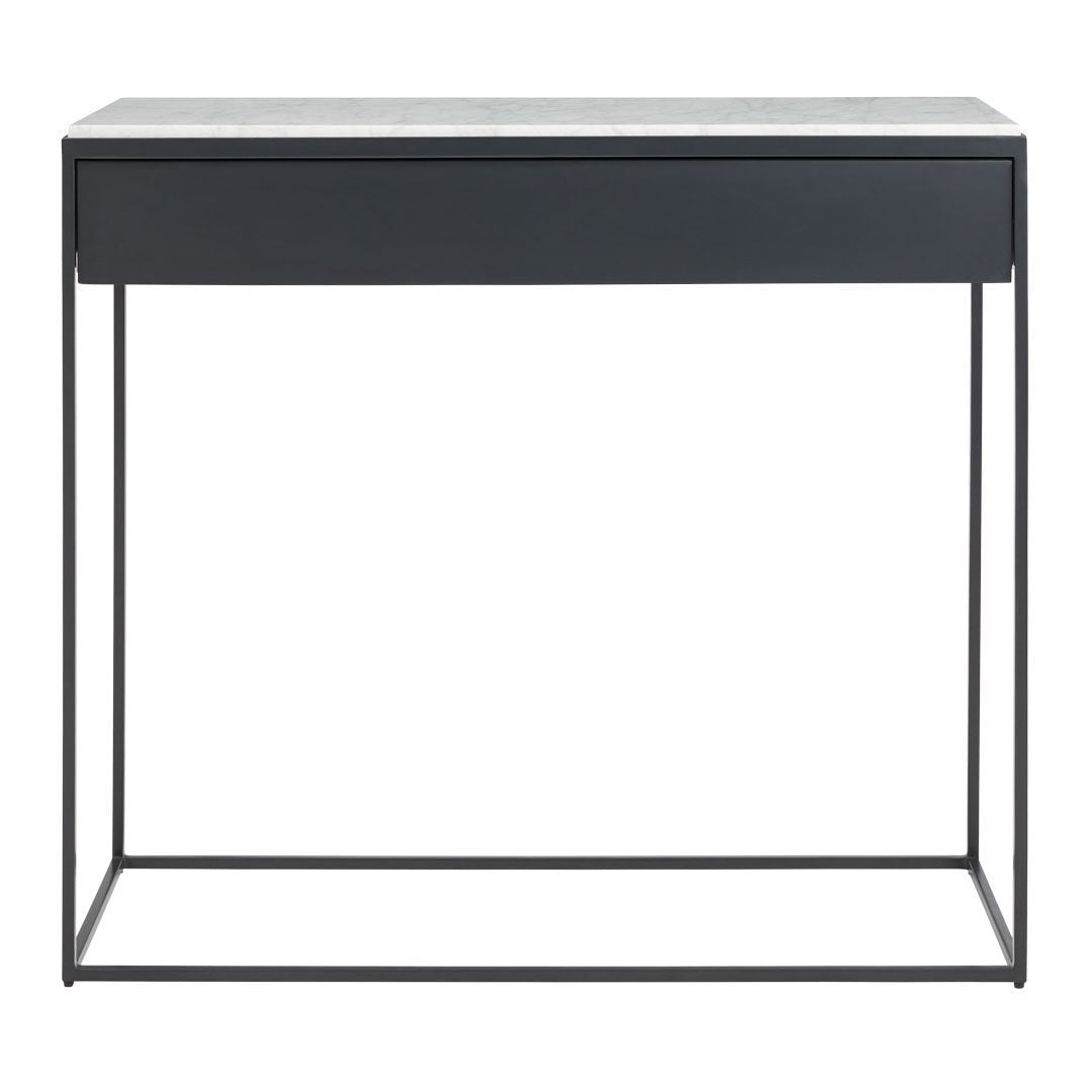 Console moderne en acier et marbre de Carrare avec structure géométrique pour couloir