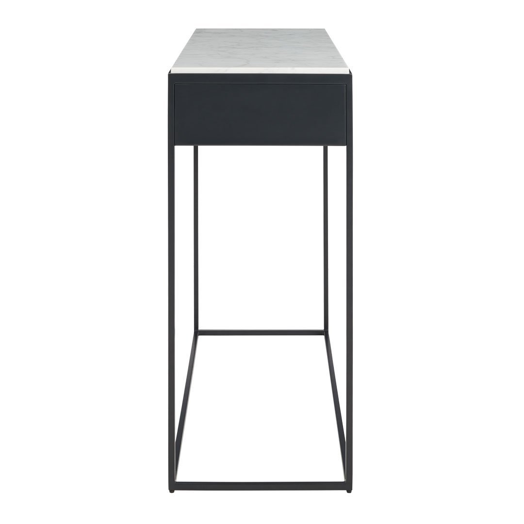 Console moderne en acier et marbre de Carrare avec structure géométrique pour couloir