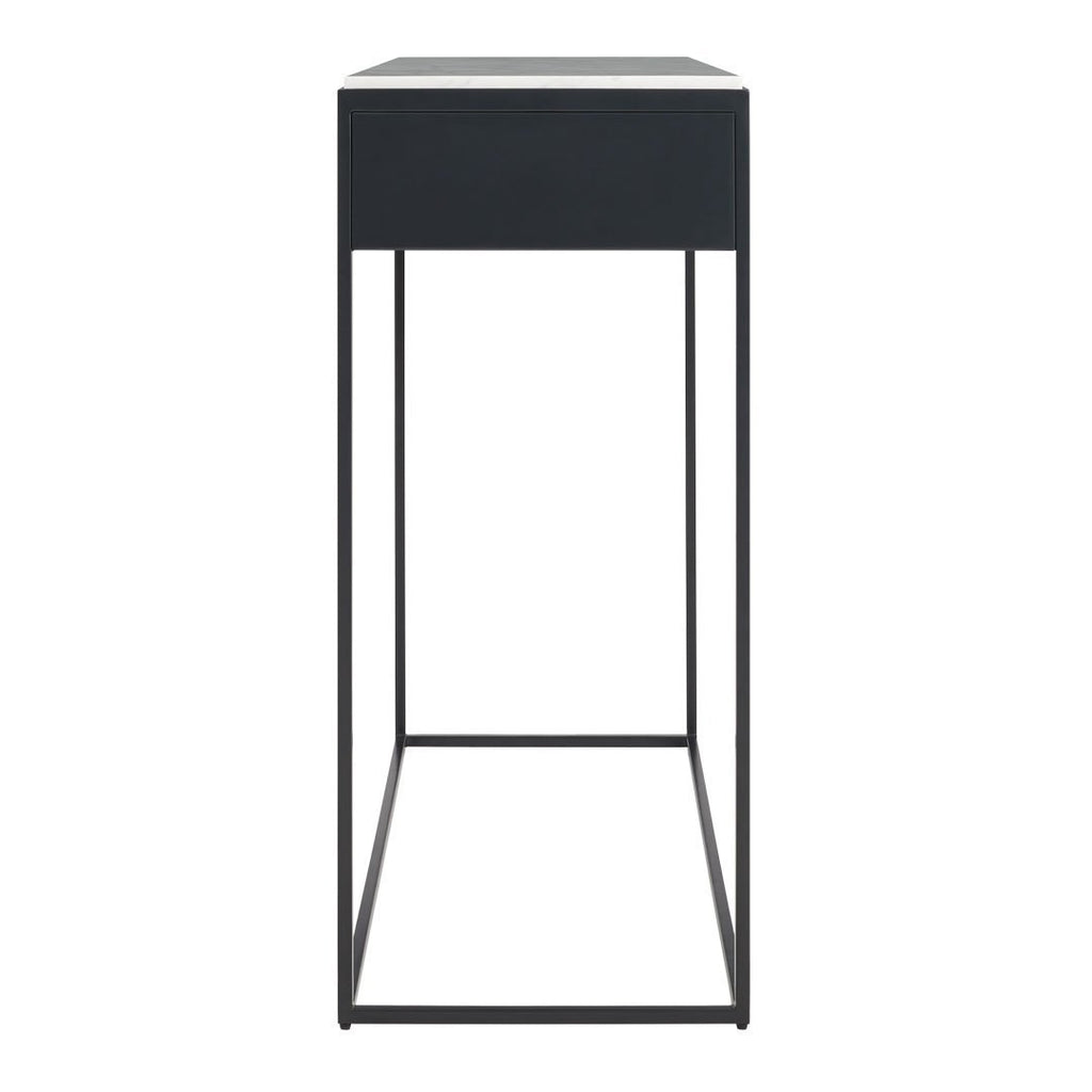 Console moderne en acier et marbre de Carrare avec structure géométrique pour couloir