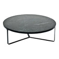 Table basse minimaliste en marbre avec base en cage métallique ouverte pour salon